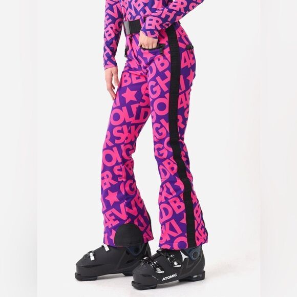 Goldbergh Pippa Skistar Belted Ski Pants Pink Purple NWT US 4 Waterproof - Picture 2 of 13